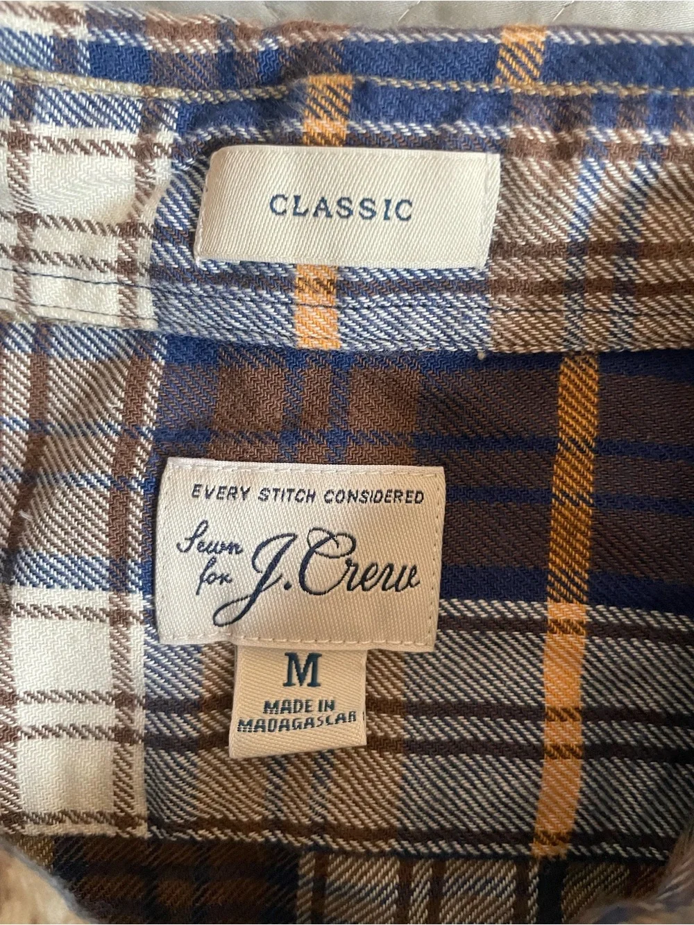 J. Crew Cotton-hemp blend twill shirt in Plaid Blue (Multi) Size M $98 CS016